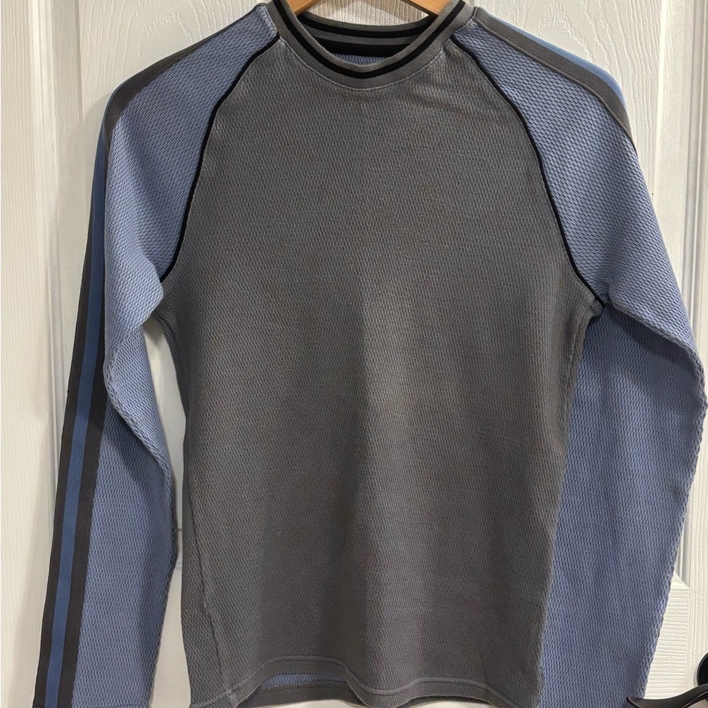 A|X Armani Exchange Thermal Knit Long Sleeve Shirt Men’s S Gray Blue Cotton LN